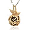 Golden Tone Brass Hollow Round Cage Pendants KK-J237-08G-2