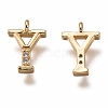 Brass Micro Pave Clear Cubic Zirconia Charms ZIRC-B002-39G-Y-2