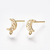 Brass Cubic Zirconia Stud Earring Findings X-KK-S350-033G-1