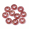 Transparent Spray Painted Glass European Beads X-GLAA-N035-04B-1