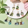 10Pcs 10 Styles Cat Shape Alloy Enamel Dangle Earrings EJEW-JE05822-2