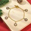 Alloy Rhinestone Snowflake Charm Bracelet with Acrylic Imitation Pearl Beaded BJEW-JB09786-2