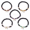 6mm Round Natural Lava Rock & Gemstone Beaded Stretch Bracelets BJEW-JB10846-1