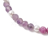 Natural Ruby & Apatite & Sunstone & Rhodonite & Amethyst & Shell Pearl Beaded Bracelets for Women BJEW-JB13555-01-2