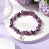 Natural Amethyst Chip Beaded Stretch Bracelets BJEW-JB11133-10-2