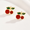 Elegant Cherry Brass Stud Earrings RL5624-2