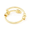 Brass Rotating Beaded Open Cuff Ring RJEW-H102-02G-2