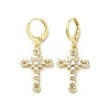 Cross Real 18K Gold Plated Brass Dangle Leverback Earrings EJEW-L268-036G-03-1