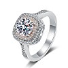 Rhodium Plated 925 Sterling Silver Micro Pave 6.5x3.9mm Moissanite Finger Rings for Women WGCD3AD-19-5