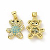 Brass Micro Pave Clear Cubic Zirconia Pendants ZIRC-F135-28G-02-1