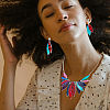 Leaf Alloy with Imitation Leather Pendant Necklace & Stud Dangle Earring SJEW-CL0001-02-6