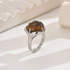 Heart-shaped Natural Tiger Eye Women's Ring VA9361-2-1