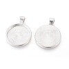 Flat Round Alloy Pendant Cabochon Settings LS-PALLOY-A15654-S-2