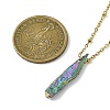 Electroplated Natural Quartz Crystal Prism Pendant Necklaces NJEW-JN05028-01-3