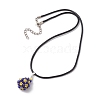 Glass Seed Beaded Teardrop Pendant Necklaces NJEW-MZ00069-02-4