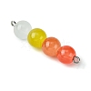 Gradient Color Round Glass Beaded Connector Charms PALLOY-JF02805-5