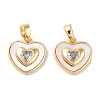 Brass Micro Pave Clear Cubic Zirconia Pendants KK-B102-23G-1