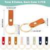 WADORN 16Pcs 8 Colors PU Leather Keychain KEYC-WR0001-11-2