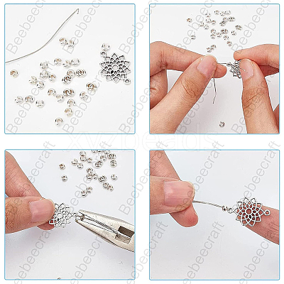 30Pcs 925 Sterling Silver Crimp Beads Covers FIND-BBC0002-98-1