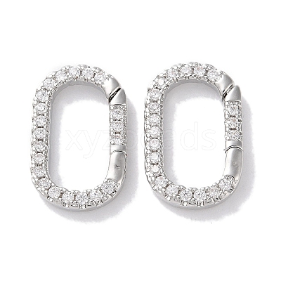 Rack Plated Brass Micro Pave Cubic Zirconia Clasps X-KK-Z039-06C-P-1