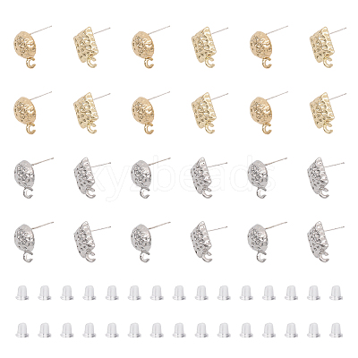 24Pcs 4 Styles Rack Plating Alloy Stud Earring Findings FIND-CA0007-25-1