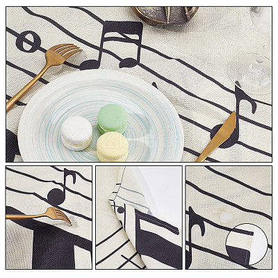 Piano Pattern Linen Tablecloth AJEW-WH0528-69B-1