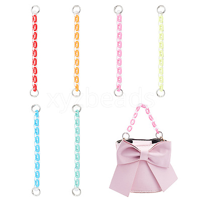 6Pcs 6 Colors Acrylic Cable Chain Short Bag Straps FIND-WR0009-21-1