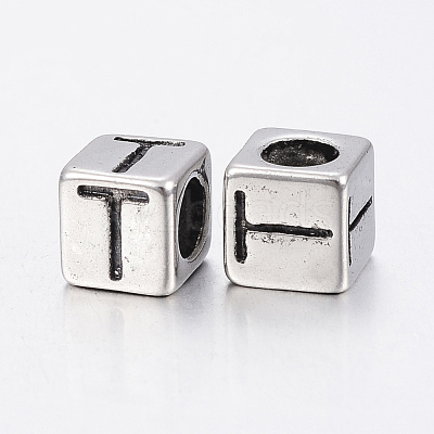 304 Stainless Steel Large Hole Letter European Beads STAS-H428-01AS-T-1