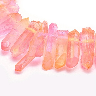 Electroplated Natural Quartz Crystal Beads Strands LS-G-P368-06C-1