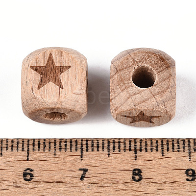Engraved Beech Wood Beads WOOD-N015-08A-1
