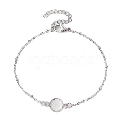 304 Stainless Steel Round Cabochon Setting Bracelets BJEW-JB11092-02-1