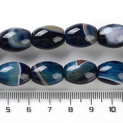 Natural Banded Agate (Dyed & Heated) Beads Strands G-M446-D01-01D-1