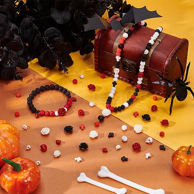 Halloween Theme DIY Stretch Bracelet Kits DIY-UN0007-77-1