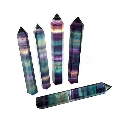 Natural Colorful Fluorite Pointed Prism Bar Home Display Decoration G-PW0007-098C-1