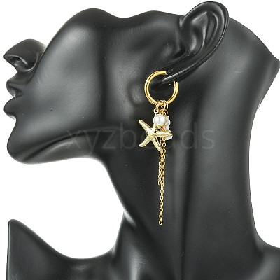 2 Style 304 Stainless Steel & Shell Hoop Earrings EJEW-JE07006-1