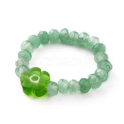 Dyed Natural Malaysia Jade Rondelle Beads Stretch Rings RJEW-JR00313-1