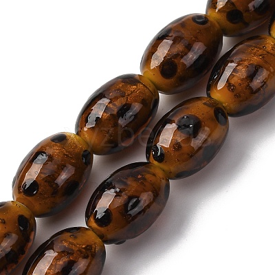 Handmade Gold Sand Lampwork Beads Strands LAMP-Q045-06A-1
