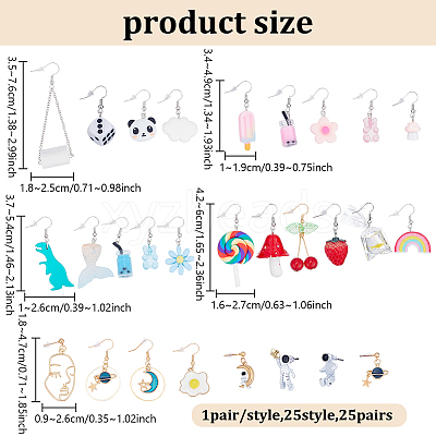 5 Styles Iron Resin Dangle Earring Sets EJEW-UN0002-80-1
