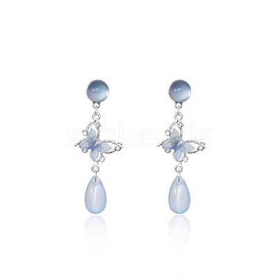 Alloy & Glass Teardrop Stud Earrings WGA7598-01-1
