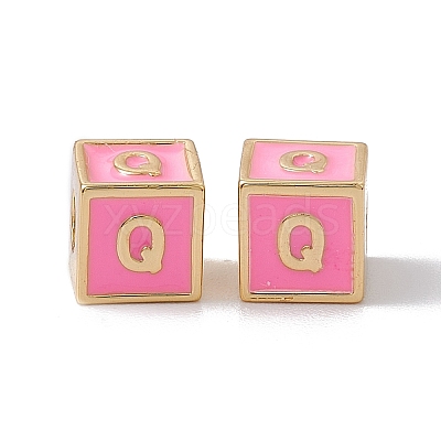 Rack Plating Brass Enamel Beads KK-B060-04G-05Q-1