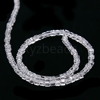 Transparent Cube Shaped Crystal Glass Beads Strands GLAA-F012-A03-1