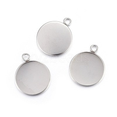 Non-Tarnish 304 Stainless Steel Pendant Cabochon Settings X-STAS-F191-14P-G-1