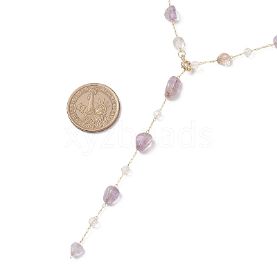Handmade Natural Amethyst Beaded Chains Earring & Necklaces Sets SJEW-JS01342-02-1