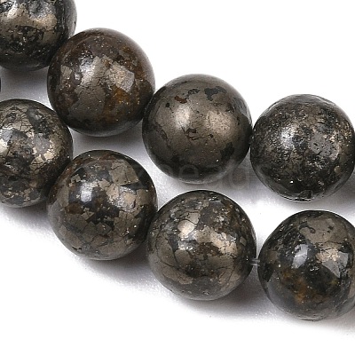 Natural Pyrite Beads Strands G-P303-01-8mm-16-1