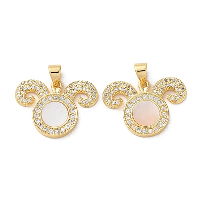 Brass Micro Pave Clear Cubic Zirconia Pendants KK-B083-40A-G-1