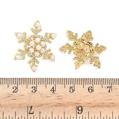 Snowflake Brass Micro Pave Cubic Zirconia Stud Earrings EJEW-G452-03G-1