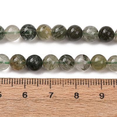 Natural Green Rutilated Quartz Beads Strands G-E561-14-6mm-1