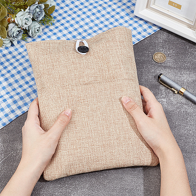 Cotton & Linen Book Sleeve with Button & Front Pocket ABAG-WH20005-14B-02-1