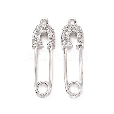 Brass Micro Pave Clear Cubic Zirconia Pendants KK-E068-VC469-1