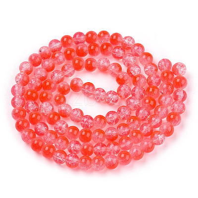 Transparent Crackle Baking Paint Glass Beads X1-DGLA-T003-01C-12-1